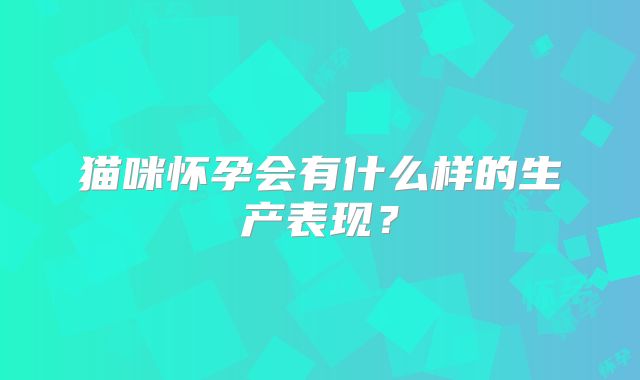 猫咪怀孕会有什么样的生产表现？