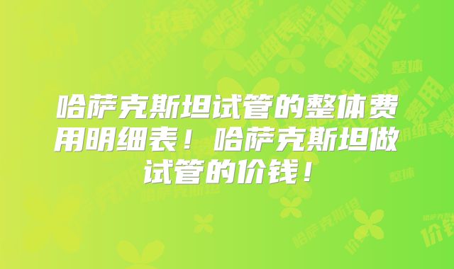 哈萨克斯坦试管的整体费用明细表！哈萨克斯坦做试管的价钱！