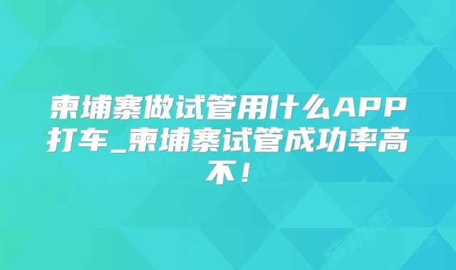 柬埔寨做试管用什么APP打车_柬埔寨试管成功率高不!