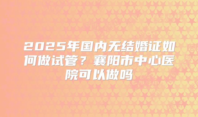 2025年国内无结婚证如何做试管？襄阳市中心医院可以做吗