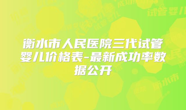 衡水市人民医院三代试管婴儿价格表-最新成功率数据公开