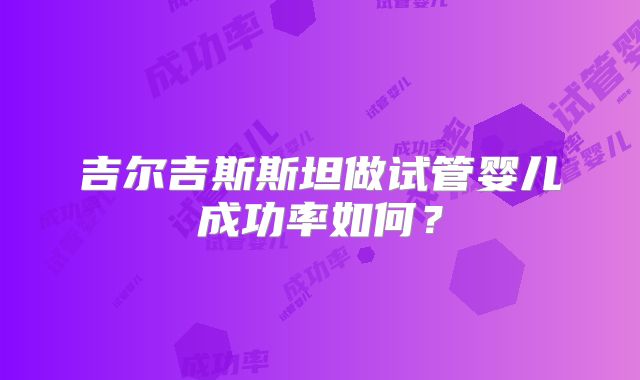 吉尔吉斯斯坦做试管婴儿成功率如何？