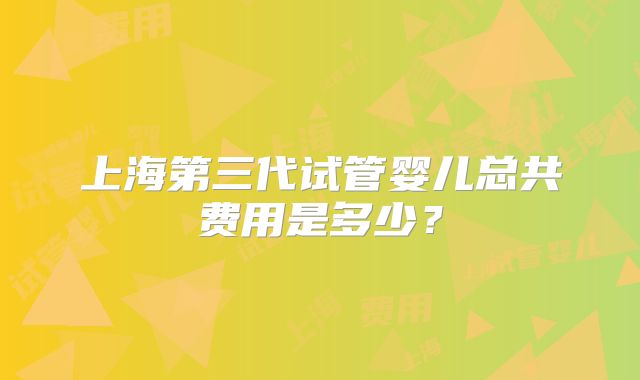 上海第三代试管婴儿总共费用是多少？