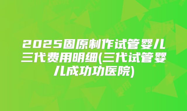 2025固原制作试管婴儿三代费用明细(三代试管婴儿成功功医院)