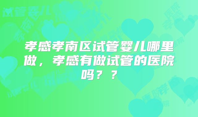 孝感孝南区试管婴儿哪里做,孝感有做试管的医院吗??