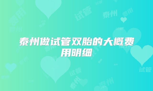 泰州做试管双胎的大概费用明细