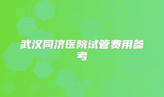 武汉同济医院试管费用参考