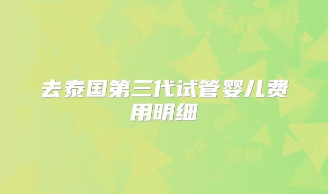 去泰国第三代试管婴儿费用明细