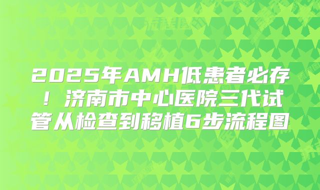 2025年AMH低患者必存！济南市中心医院三代试管从检查到移植6步流程图