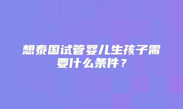 想泰国试管婴儿生孩子需要什么条件？