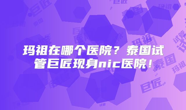 玛祖在哪个医院?泰国试管巨匠现身nic医院!