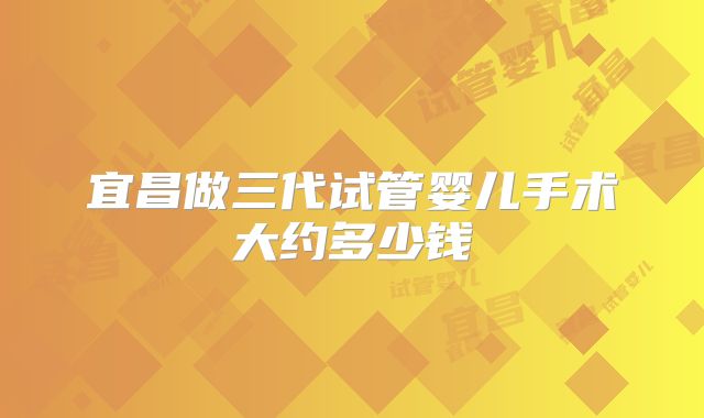 宜昌做三代试管婴儿手术大约多少钱