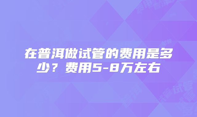 在普洱做试管的费用是多少？费用5-8万左右