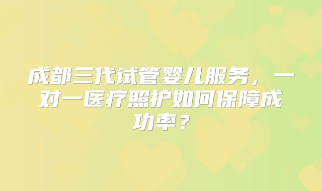 成都三代试管婴儿服务，一对一医疗照护如何保障成功率？