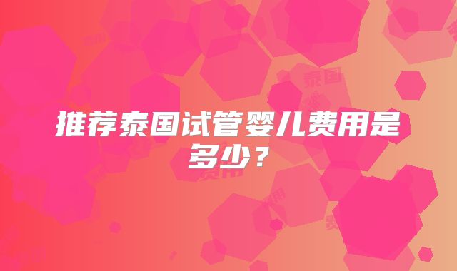 推荐泰国试管婴儿费用是多少？