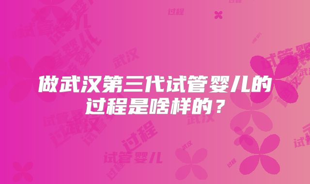 做武汉第三代试管婴儿的过程是啥样的?