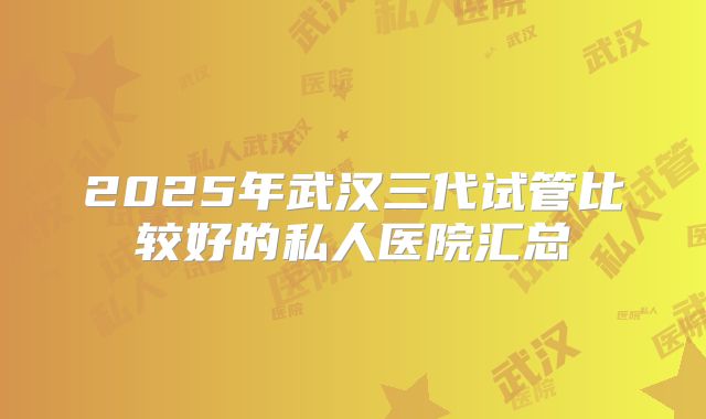 2025年武汉三代试管比较好的私人医院汇总