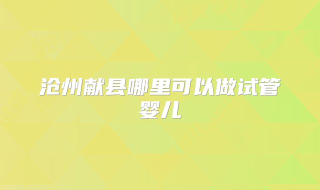 沧州献县哪里可以做试管婴儿