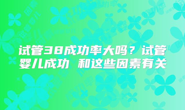 试管38成功率大吗?试管婴儿成功 和这些因素有关