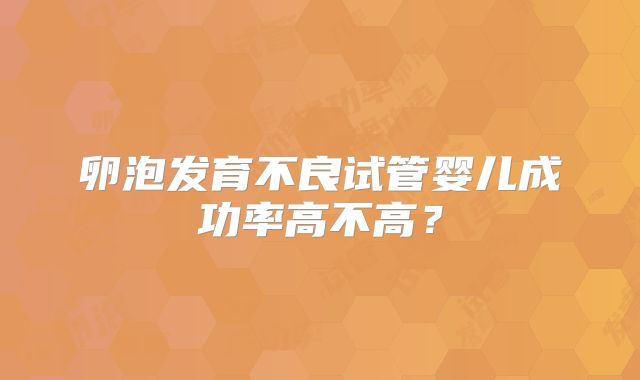 卵泡发育不良试管婴儿成功率高不高？