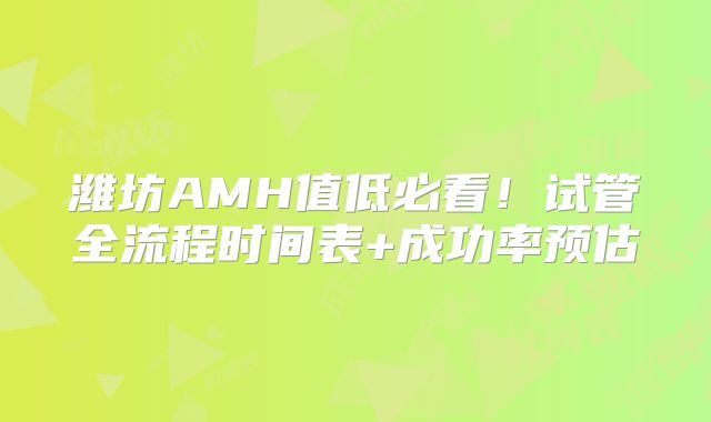 潍坊AMH值低必看！试管全流程时间表+成功率预估