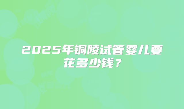 2025年铜陵试管婴儿要花多少钱?