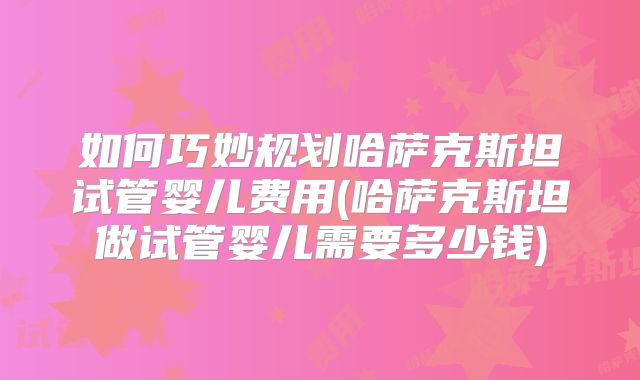 如何巧妙规划哈萨克斯坦试管婴儿费用(哈萨克斯坦做试管婴儿需要多少钱)