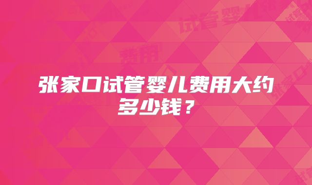 张家口试管婴儿费用大约多少钱？