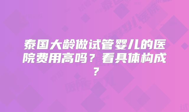 泰国大龄做试管婴儿的医院费用高吗?看具体构成?