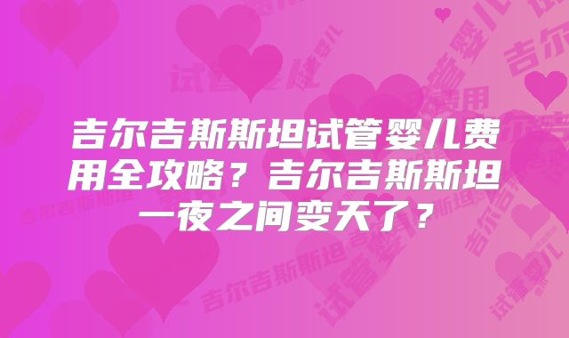 吉尔吉斯斯坦试管婴儿费用全攻略?吉尔吉斯斯坦一夜之间变天了?