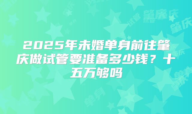 2025年未婚单身前往肇庆做试管要准备多少钱？十五万够吗