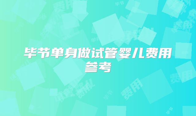 毕节单身做试管婴儿费用参考