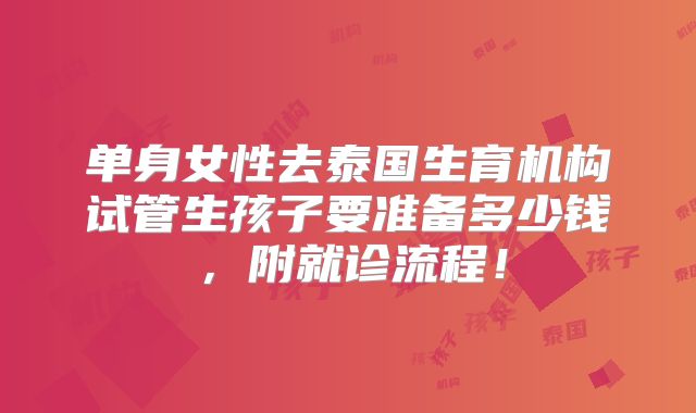 单身女性去泰国生育机构试管生孩子要准备多少钱,附就诊流程!
