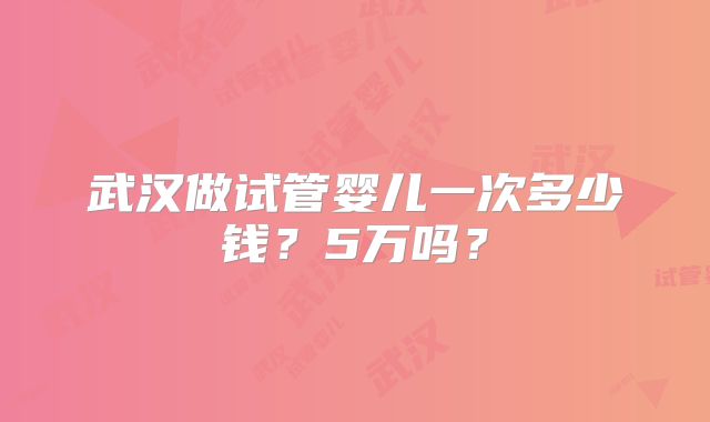 武汉做试管婴儿一次多少钱?5万吗?