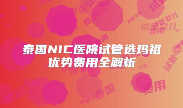 泰国NIC医院试管选玛祖优势费用全解析