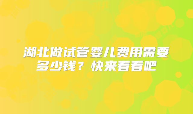 湖北做试管婴儿费用需要多少钱？快来看看吧