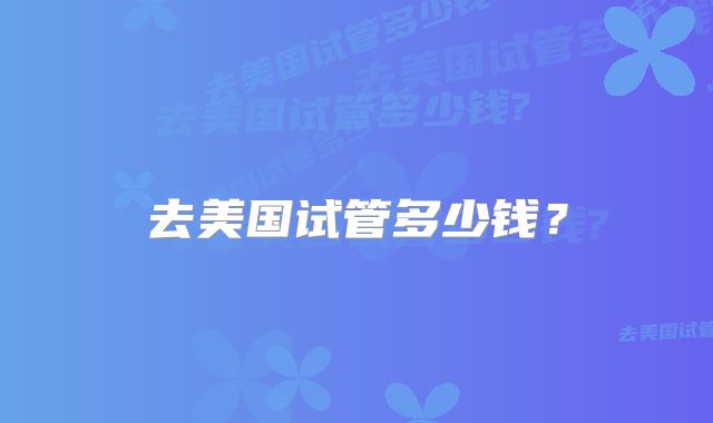 去美国试管多少钱?