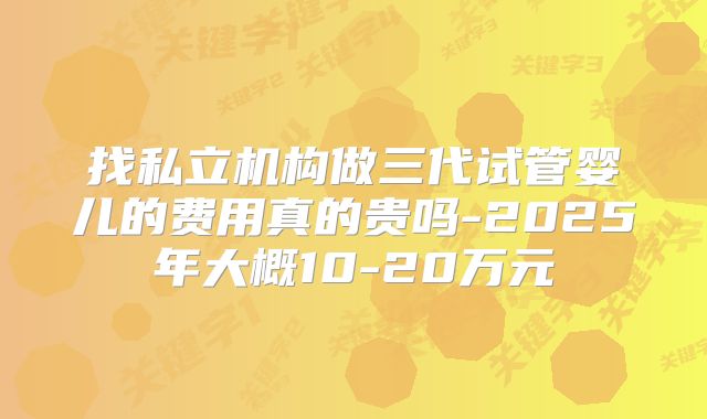 找私立机构做三代试管婴儿的费用真的贵吗-2025年大概10-20万元