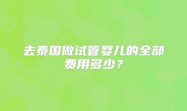 去泰国做试管婴儿的全部费用多少？