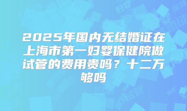 2025年国内无结婚证在上海市第一妇婴保健院做试管的费用贵吗?十二万够吗