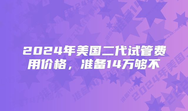 2024年美国二代试管费用价格，准备14万够不