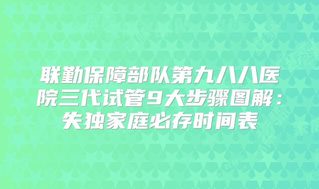 联勤保障部队第九八八医院三代试管9大步骤图解：失独家庭必存时间表