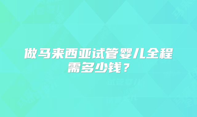 做马来西亚试管婴儿全程需多少钱？