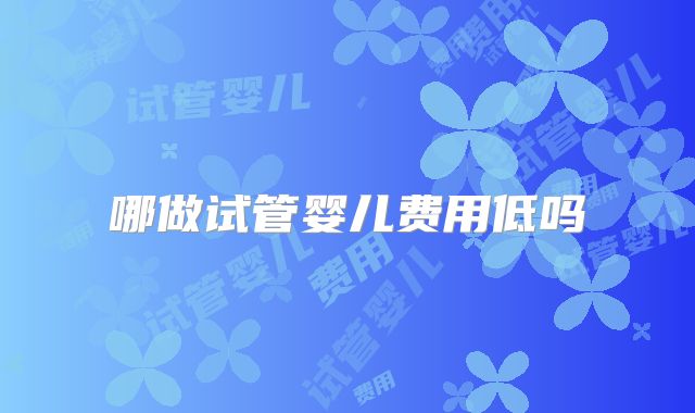 哪做试管婴儿费用低吗