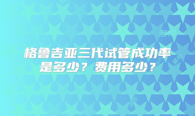 格鲁吉亚三代试管成功率是多少？费用多少？