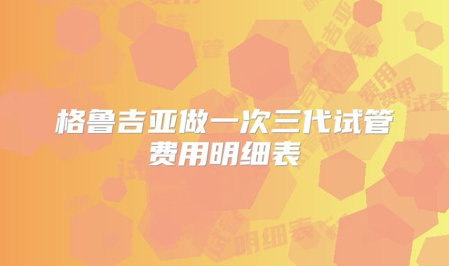 格鲁吉亚做一次三代试管费用明细表