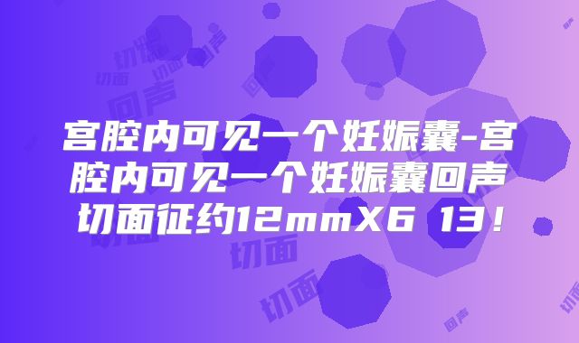 宫腔内可见一个妊娠囊-宫腔内可见一个妊娠囊回声切面征约12mmX6Ⅹ13！