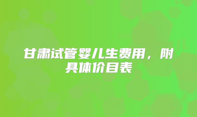 甘肃试管婴儿生费用，附具体价目表