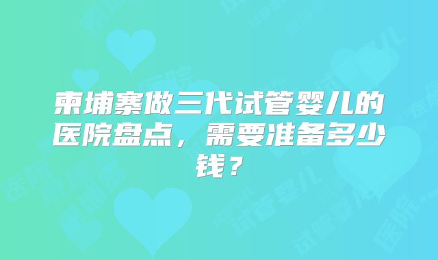 柬埔寨做三代试管婴儿的医院盘点,需要准备多少钱?