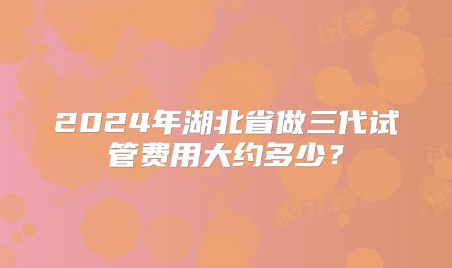 2024年湖北省做三代试管费用大约多少?